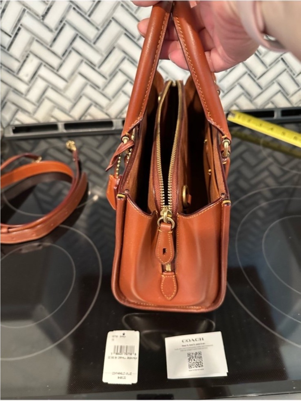 Coach Brooklyn Carryall in Acorn with Gold Hardware. Like New With Tag. CE733. - Picture 4 of 14